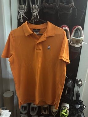 Psycho Bunny Orange Short-Sleeve Polo with Embroidered Bunny.Mens S (4). Perfect